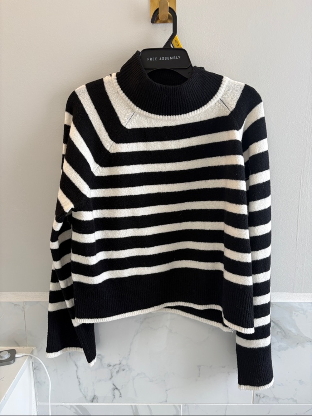 Universal Thread Black & White Striped Turtleneck Sweater